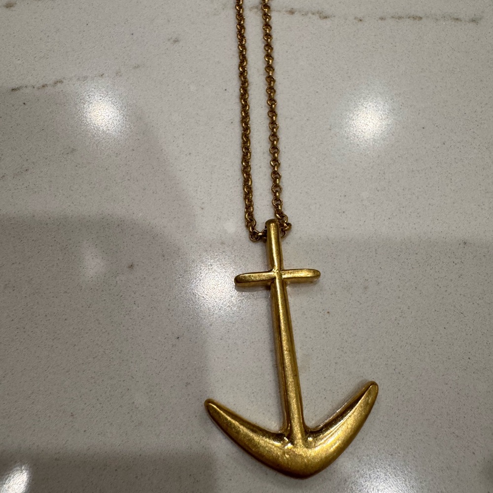 J. Crew Gold Anchor Pendant Necklace NWT